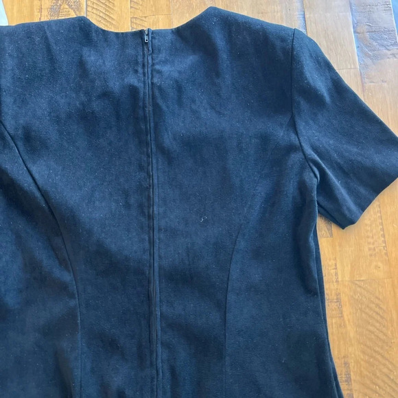 Vintage 90’s VICTORIA STEPHENS Black Suede Velvet dress with slit - Picture 7 of 10